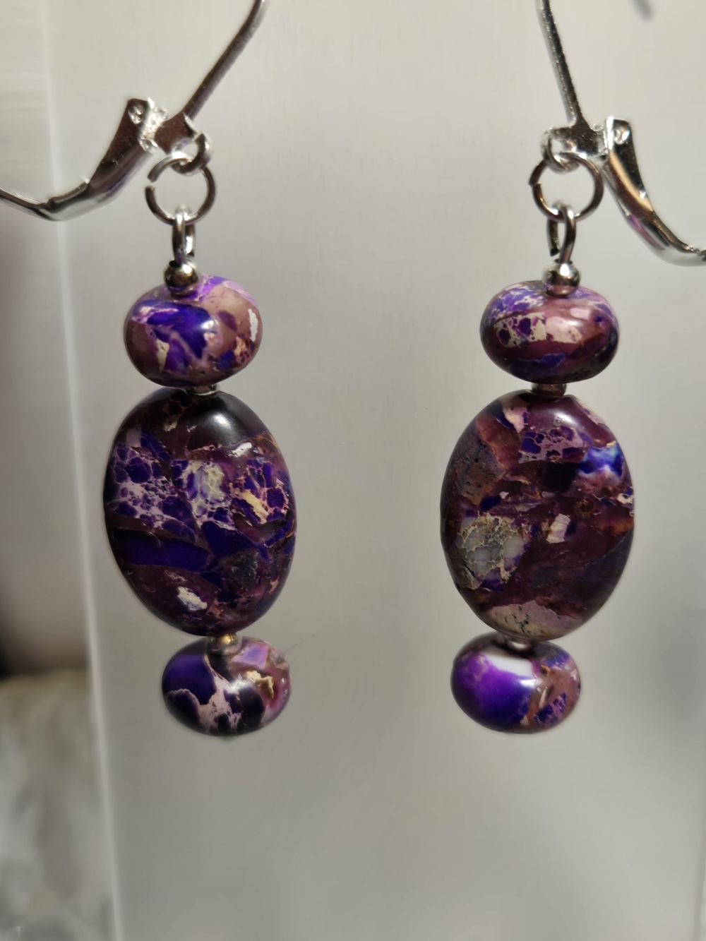 Purple Sea Sediment Jasper Earrings - Picture 2 of 2